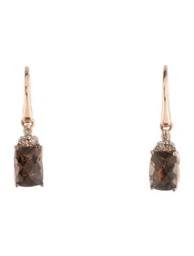 Pre-owned Le Vian 14k Smoky Quartz & Diamond Drop Earrings In Multicolor