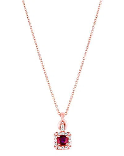 LE VIAN LE VIAN 14K STRAWBERRY GOLD 0.36 CT. TW. DIAMOND & RUBY PENDANT NECKLACE
