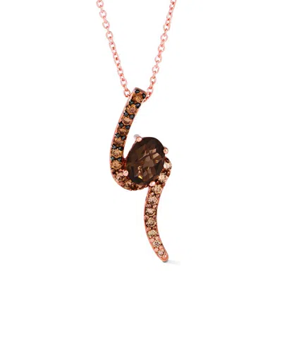 Le Vian ® 14k Strawberry Gold 0.93 Ct. Tw. Diamond & Smoky Quartz Pendant Necklace