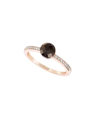 LE VIAN LE VIAN 14K STRAWBERRY GOLD 1.06 CT. TW. DIAMOND & SMOKY QUARTZ RING