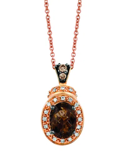 Le Vian 14k Strawberry Gold 1.21 Ct. Tw. Diamond & Smoky Quartz Pendant Necklace