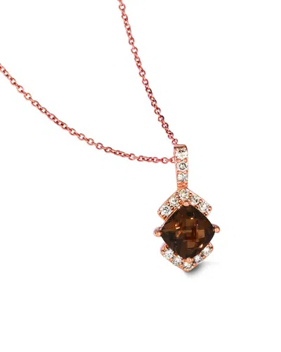 Le Vian 14k Strawberry Gold 1.59 Ct. Tw. Diamond & Smoky Quartz Pendant Necklace