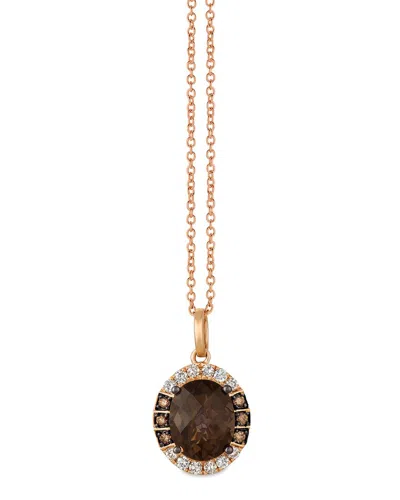 Le Vian 14k Strawberry Gold 2.80 Ct. Tw. Diamond & Smoky Quartz Pendant Necklace