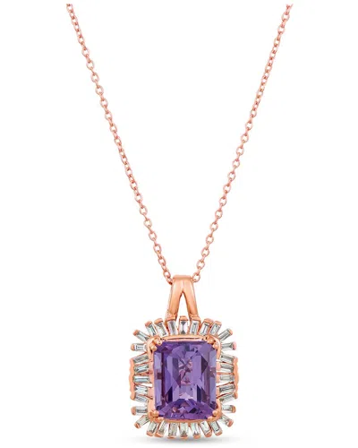 Le Vian ® 14k Strawberry Gold 2.83 Ct. Tw. Diamond & Amethyst Pendant Necklace In Brown