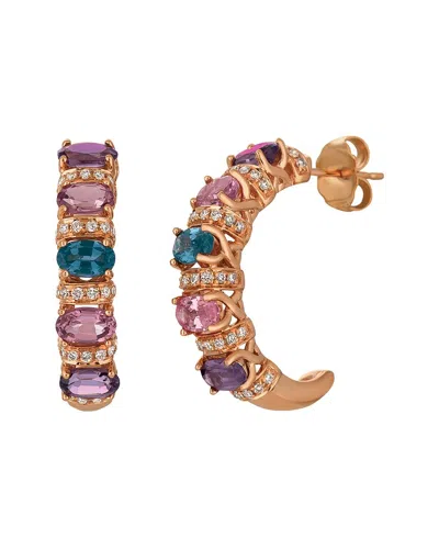 LE VIAN LE VIAN 14K STRAWBERRY GOLD 2.93 CT. TW. DIAMOND & MIXED BERRY SPINEL EARRINGS