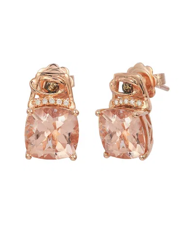 LE VIAN LE VIAN 14K STRAWBERRY GOLD 4.27 CT. TW. DIAMOND & MORGANITE EARRINGS