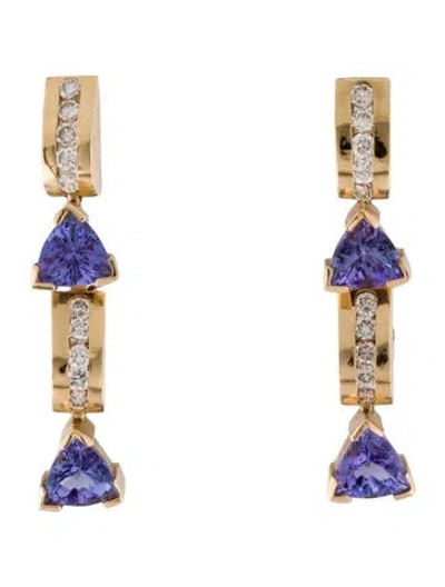 Pre-owned Le Vian 14k Tanzanite & Diamond Drop Earrings In Multi