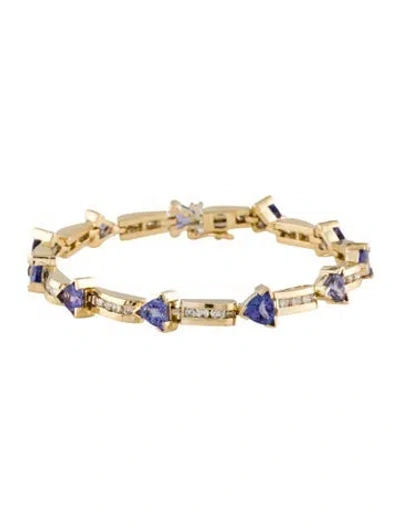 Pre-owned Le Vian 14k Tanzanite & Diamond Link Bracelet, 7" In Multi