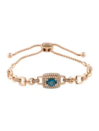 Pre-owned Le Vian 14k Topaz & Diamond Adjustable Bracelet, 9.5" In Multi