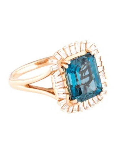 Pre-owned Le Vian 14k Topaz & Diamond Cocktail Ring In Multicolor