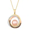 Le Vian 14k Tri-tone 0.33 Ct. Tw. Diamond & 9-10mm Pearl Necklace In Gold