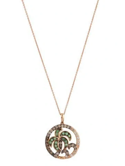 Pre-owned Le Vian 14k Tsavorite & Diamond Palm Tree Pendant Necklace, 20" In Multicolor