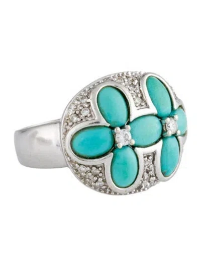 Pre-owned Le Vian 14k Turquoise & Diamond Cocktail Ring In Multi