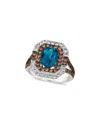 Le Vian Deep Sea Blue Topaz (1-3/4 Ct. T.w.) & Diamond (1-1/4 Ct. T.w.) Halo Ring In 14k White Gold In Multi