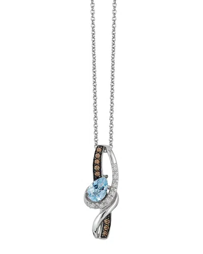 Le Vian 14k White Gold 0.42 Ct. Tw. Diamond & Aquamarine Pendant Necklace