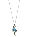 Le Vian 14k White Gold 1.44 Ct. Tw. Diamond & Blue Topaz Pendant Necklace
