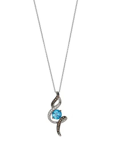 Le Vian 14k White Gold 1.44 Ct. Tw. Diamond & Blue Topaz Pendant Necklace
