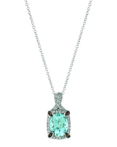 Le Vian 14k White Gold 1.54 Ct. Tw. Diamond & Aquamarine Pendant Necklace