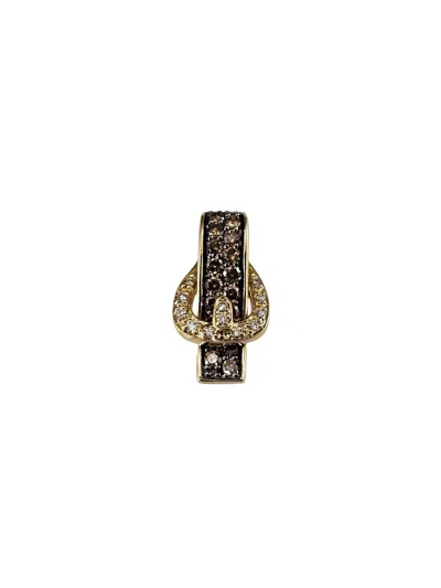 Pre-owned Le Vian 14k Yellow Gold Chocolate And White Diamond Buckle Pendant #24832
