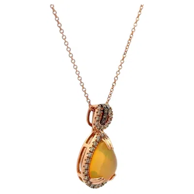 Pre-owned Le Vian 1.50 Carat Opal And Diamond Gold Vintage  Designer Pendant Necklace In Multi