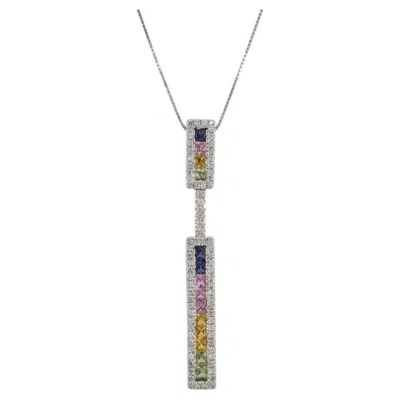 Pre-owned Le Vian 1.83 Carat Multicolor Sapphire And Diamond Pendant Necklace By  In Blue