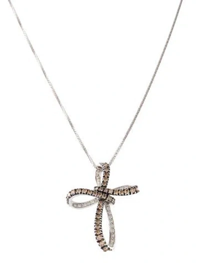 Pre-owned Le Vian 18k 1.34ctw Diamond Cross Pendant W/ Unbranded Necklace, 18" In Multi