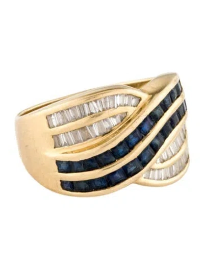 Pre-owned Le Vian 18k 1.51ct Sapphire & Diamond Crossover Cocktail Ring In Multi