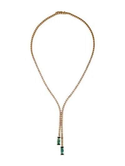 Pre-owned Le Vian 18k 6.56ctw Diamond & Tourmaline Lariat Necklace, 16" In Multicolor