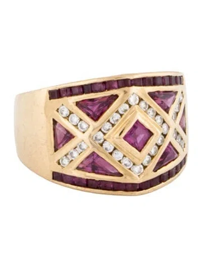 Pre-owned Le Vian 18k Ruby & Diamond Band Ring In Multi