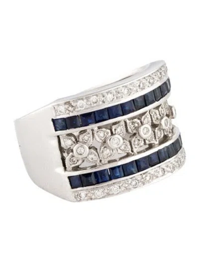Pre-owned Le Vian 18k Sapphire & Diamond Band Ring In Multi