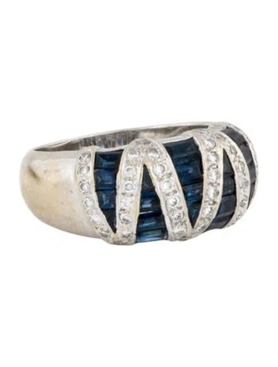 Pre-owned Le Vian 18k Sapphire & Diamond Zig Zag Ring In Multi