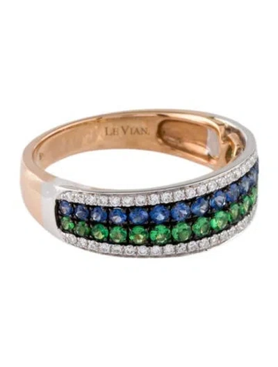 Pre-owned Le Vian 18k Sapphire, Tsavorite Garnet & Diamond Band In Multi