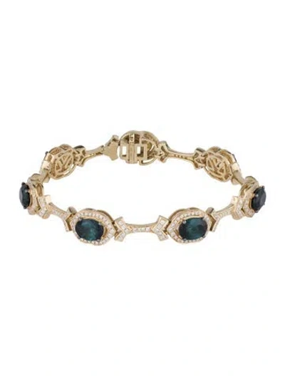 Pre-owned Le Vian 18k Tourmaline & Diamond Link Bracelet, 6.75" In Multi