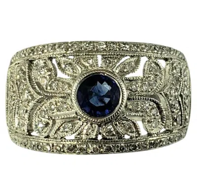 Pre-owned Le Vian 18k White Gold Sapphire & Diamond Band Size 5.5 #19830
