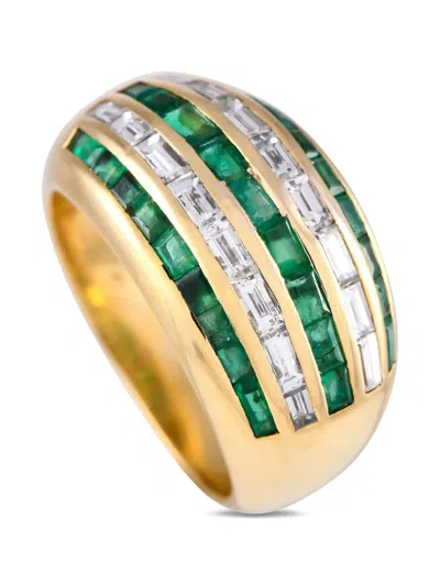 Pre-owned Le Vian 18k Yellow Gold Diamond And Emerald Ring