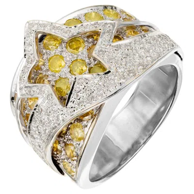 Pre-owned Le Vian 2.00 Carat Yellow Diamond White Gold Star Cocktail Ring