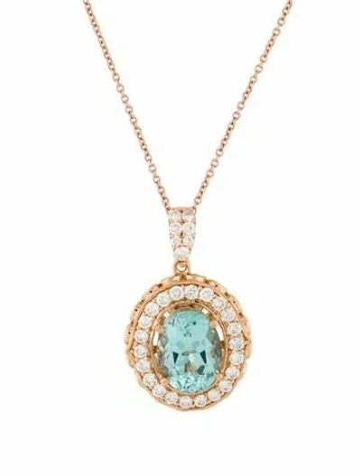 Pre-owned Le Vian 3.48ct Paraíba Tourmaline & Diamond Halo Pendant Necklace, 18" In Multi