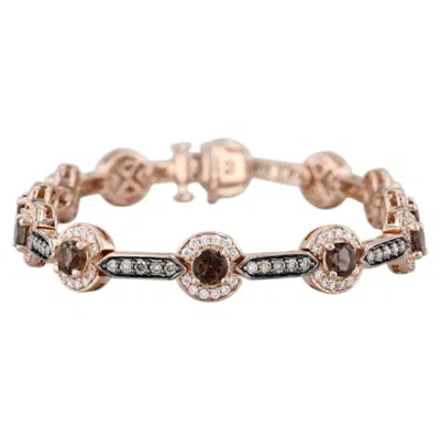 Pre-owned Le Vian 4.07ctw Champagne Diamond Quartz Links Bracelet 14k Rose Gold 6.75" 8mm In Red