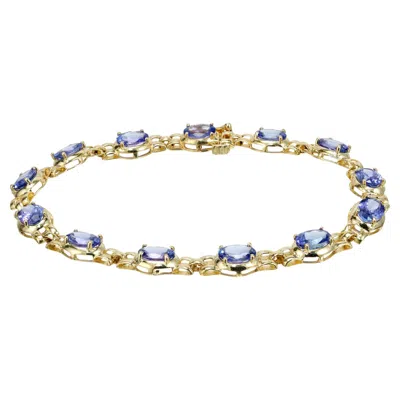 Pre-owned Le Vian 8.00 Carat Oval Tanzanite Yellow Gold Link Bracelet
