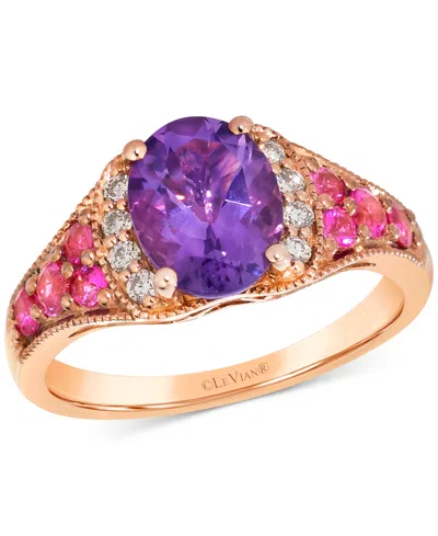 Le Vian Amethyst (1-1/3 Ct. T.w.), Pink Sapphire (3/8 Ct. T.w.) & Nude Diamond (1/8 Ct. T.w.) Ring In 14k Ro In Gold