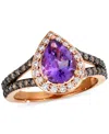 Le Vian Amethyst (1-1/5 Ct. T.w.), Nude Diamond (1/4 Ct. T.w.) & Chocolate Diamond (3/8 Ct. T.w.) Pear-shape In Rose Gold