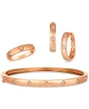 Le Vian Anywear Everywear Nude Diamond Polished Band Small Hoop Earrings Bangle Bracelet Collection In 14k R In White Gold