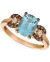 LE VIAN AQUAMARINE (1-9/10 CT. T.W.), CHOCOLATE DIAMOND (1/8 CT. T.W.) AND DIAMOND ACCENT RING IN 14K ROSE G