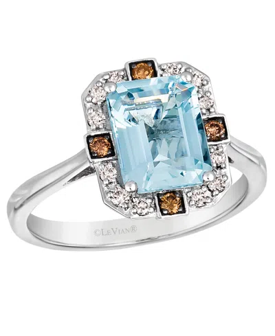 LE VIAN AQUAMARINE (1.60 CT. T.W.), NUDE DIAMOND (.12 CT. T.W.) AND CHOCOLATE DIAMOND RING (.07 CT. T.W.) IN
