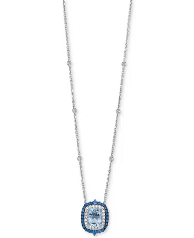Le Vian Aquamarine (2-1/2 Ct. T.w.), Sapphire (5/8 Ct. T.w.) & Vanilla Diamond (3/8 Ct. T.w.) Pendant 19" Ne In Platinum