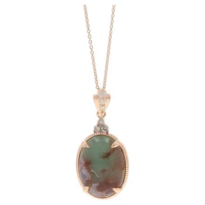 Pre-owned Le Vian Aquaprase Diamond Pendant Necklace 20"- Rose Gold 14k Oval .10ctw Adjust In Red