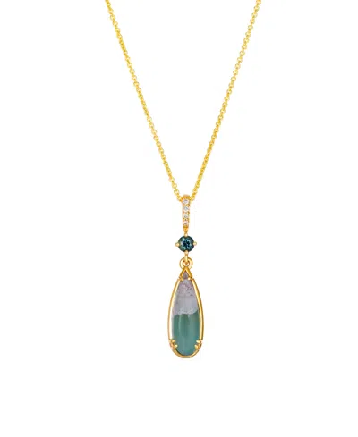 Le Vian Aquaprase, Montana Sapphire (1-3/4 Ct. T.w.) & Diamond Pendant Necklace In 14k Honey Gold