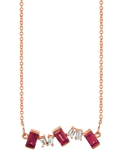 Le Vian ® Baguette Frenzy 14k Rose Gold 1.15 Ct. Tw. Diamond & Rhodolite Gemstone Chain Necklace
