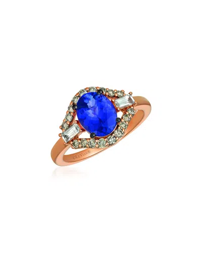 Le Vian ® Baguette Frenzy 14k Rose Gold 2.30 Ct. Tw. Diamond & Gemstone Cocktail Ring In Blue