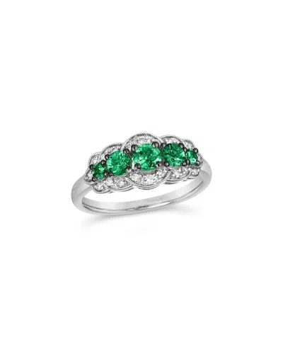 Le Vian ® Balance 14k 0.72 Ct. Tw. Diamond & Emerald Half-eternity Ring In Green